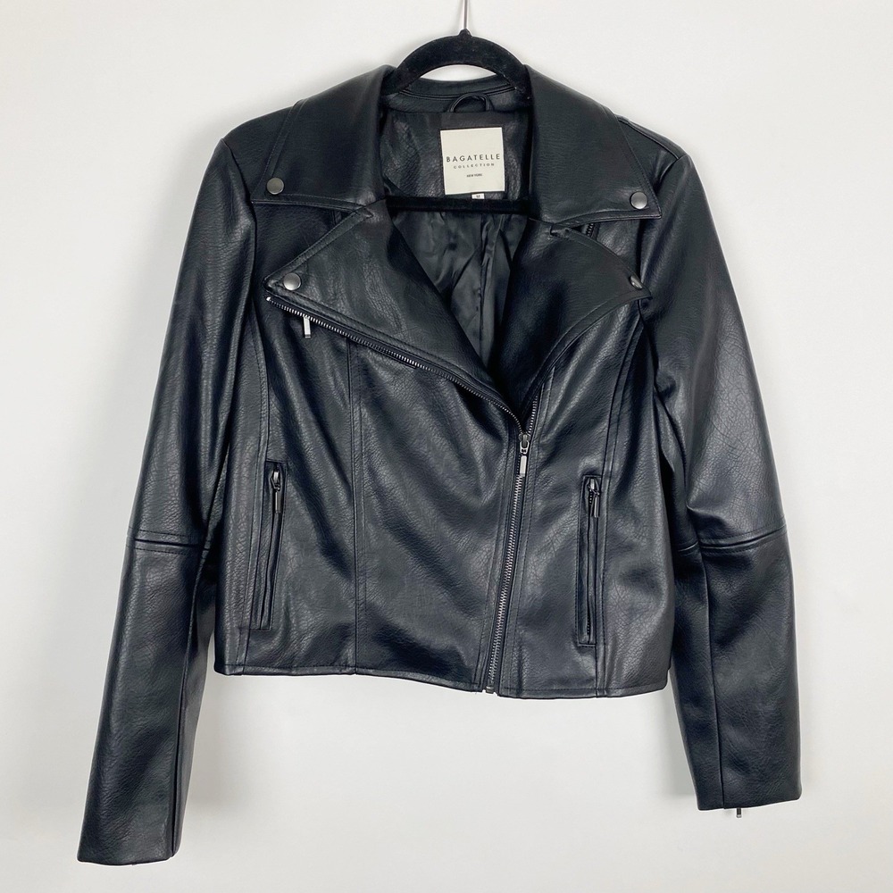 Bagatelle Collection Faux Leather‎ Moto Asymmetrical Zip Jacket Womens M Black